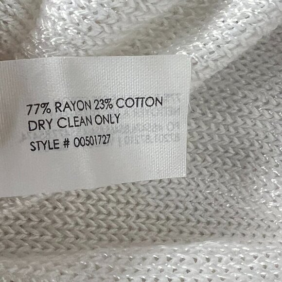 Club Monaco White Drape Plunge Cowlneck Asymmetrical Sleeveless Knit Top Sz M - Picture 10 of 11